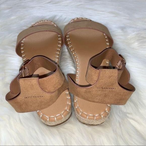 Tan Platform Espadrille Open Toe Sandals Size 8 - Picture 4 of 5